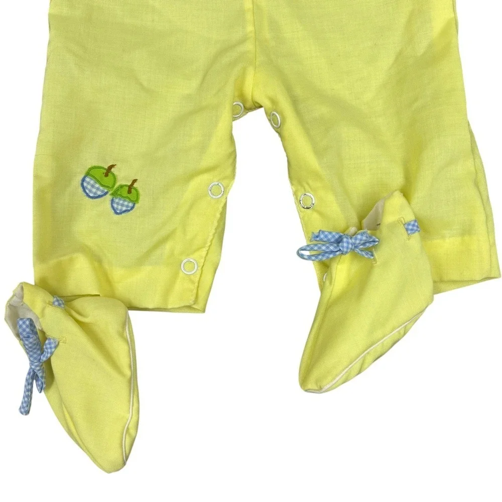 Signature Kids Baby Yellow Squirrel Acorn Embroidered Footed Pajamas Romper 18mo - Picture 4 of 10